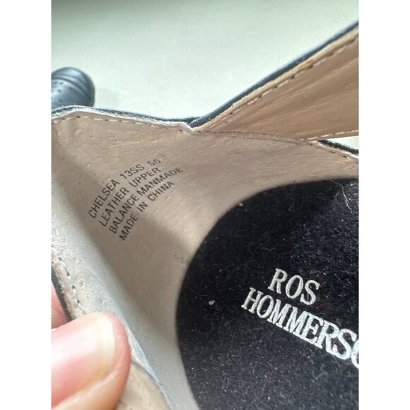 Ros Hommerson Mary Jane Shoes Size 8 Navy Perforated Leather Hook Loop Strap - Picture 7 of 8